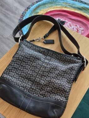 Coach Black and Gray Signature Messenger Bag